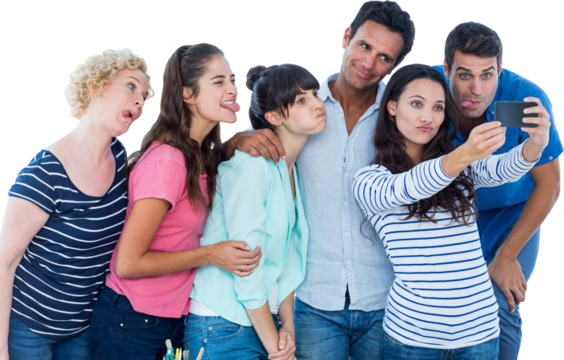 Creative business team taking a selfie