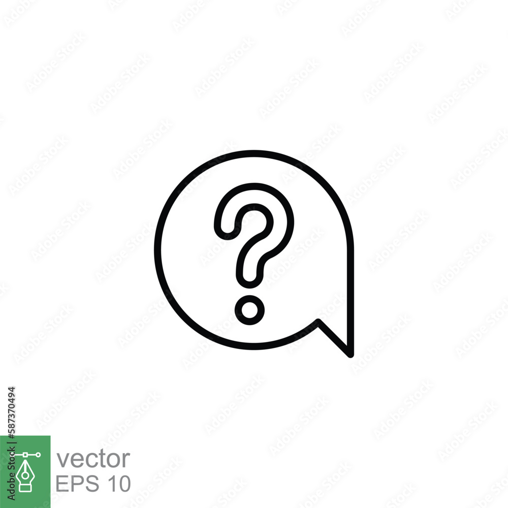 Poster question mark in a speech bubble icon. mark faq, who, ask, query concept. simple outline style. thin