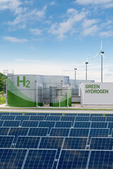 Green hydrogen factory concept. Hydrogen production from renewable energy sources	