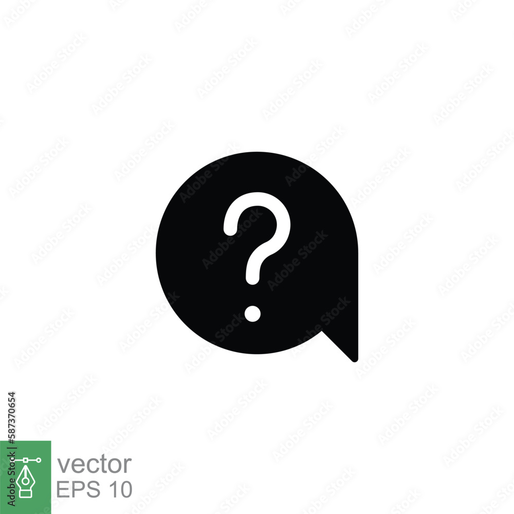 Poster question mark in a speech bubble icon. mark faq, who, ask, query concept. simple solid style. black 