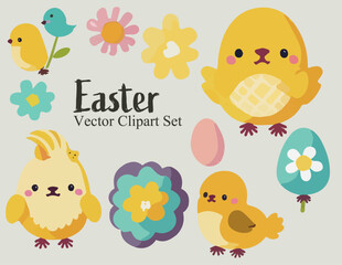 Easter Clipart, Bunny, Eggs, Vector Illustrations