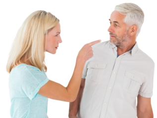 Unhappy couple having an argument 