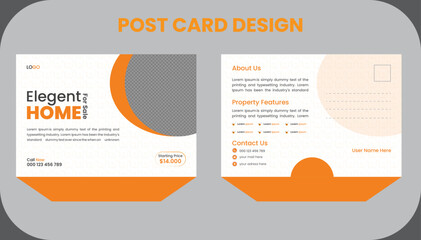 Real Estate Agent  Postcard Template. Creative Real estate Postcard Template. vector template, corporate postcard illustration, ,print ready.