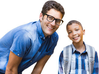 Portrait of smiling male teacher with student