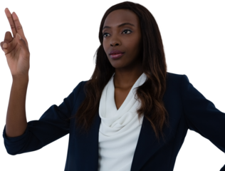 Businesswoman using interface screen