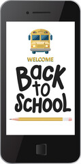 Welcome back to school displayed on a smart phone