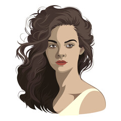 Portrait of a beautiful brunette girl with curly hair