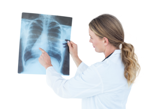 Focused doctor looking at xray