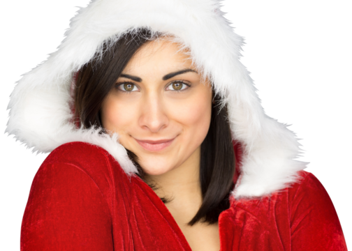 Pretty girl smiling in santa outfit - Powered by Adobe