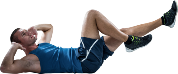 Athlete doing tummy crunches