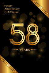 Fototapeta premium 58th Anniversary template design with double line numbers. Golden anniversary template. Vector