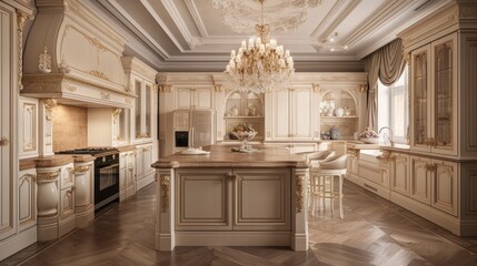Kitchen in Luxury Home. ai generative.