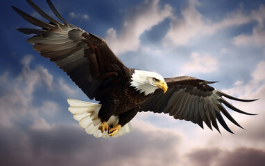 A visual image of an eagle against a blue sky, evoking a sense of national unity.