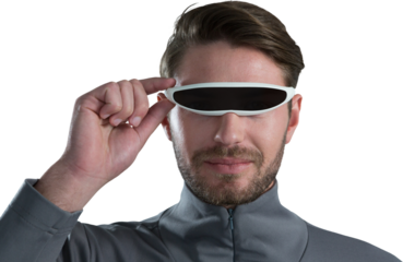 Man using virtual reality glasses