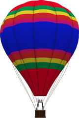 Colorful hot air balloon against white background