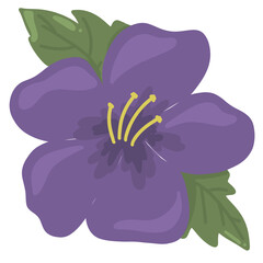 purple flower cartoon illustration with leaves