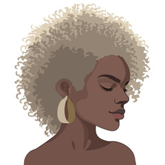 Portrait of a beautiful african girl with short curly hair