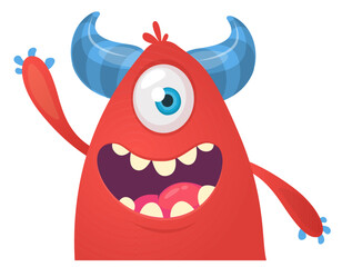 Funny cartoon monster character. Illustration of cute and happy alien. Halloween vector design isolated