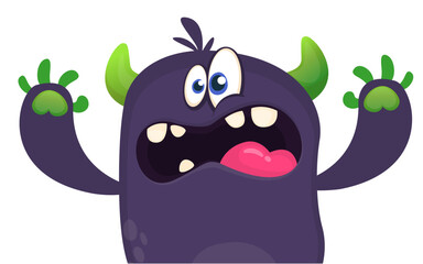 Funny cartoon monster character. Illustration of cute and happy alien. Halloween vector design isolated