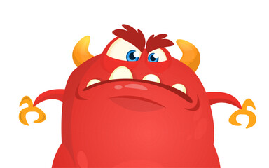 Funny cartoon monster character. Illustration of cute and happy alien. Halloween vector design isolated