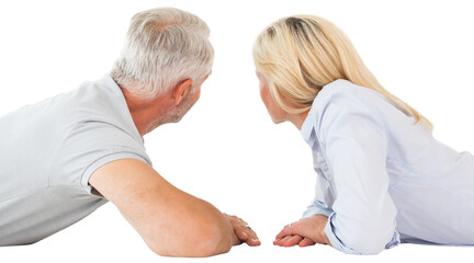 Couple lying down on floor