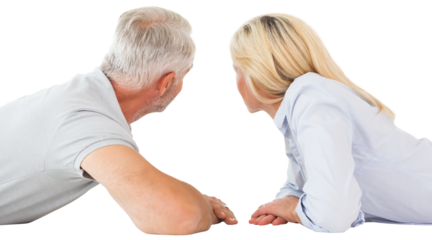Couple lying down on floor