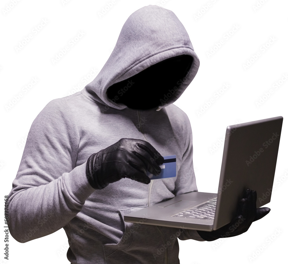 Aufkleber hacker using credit card for cyber crime