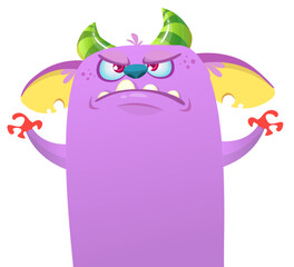 Funny cartoon monster creature character. Illustration of cute and happy alien. Halloween vector design isolated