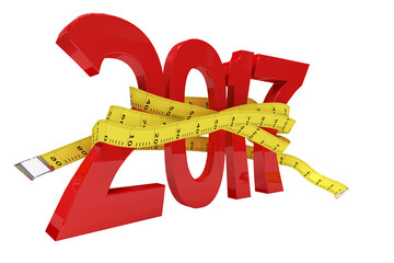 Digital image of new year with tape measure