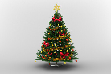 Christmas tree against gray background