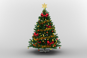 Christmas tree against gray background