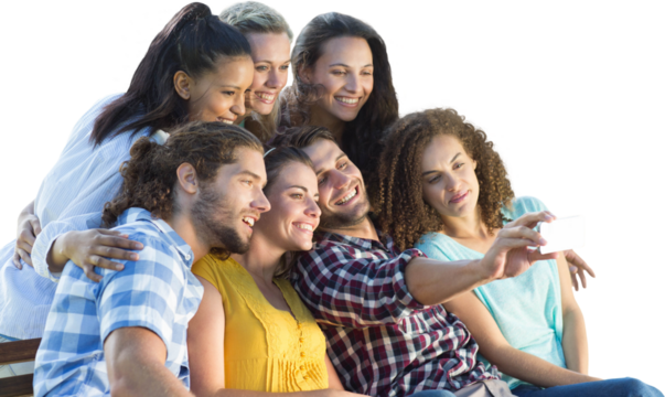 Smiling friends taking a selfie