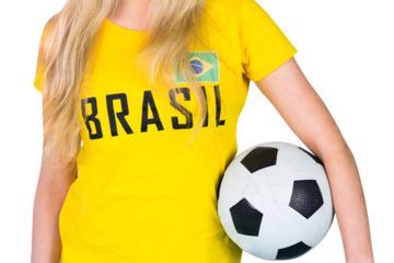 Pretty football fan in brasil tshirt