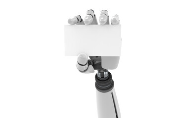 Cropped image of robotic hand holding placard