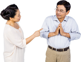 Older asian couple having an argument