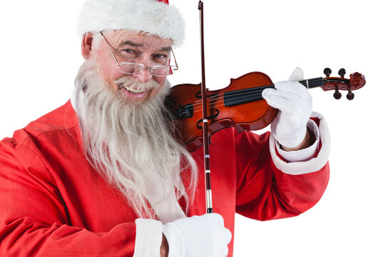 Portrait of santa claus playing violin