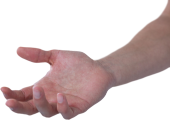 Hand of man pretending to hold an invisible object