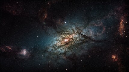 A stunning photograph of a distant galaxy with a bright central and sprawling arms of stars. Generative AI