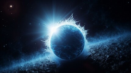 An intricate illustration of a white dwarf star, with its small size and intense brightness visible in detail. Generative AI - obrazy, fototapety, plakaty