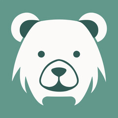 Cute bear head logo,  isolated on green background, mascot, shirt, t shirt, logo, label, emblem, tatoo, sign, poster, Vintage, emblems, Vector illustration