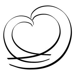abstract heart, like two paths, frame of black lines on a white background
