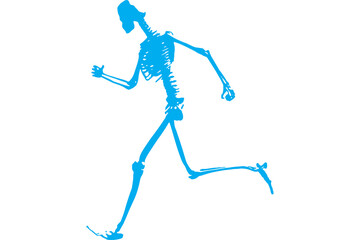 Illustration of a skeleton running