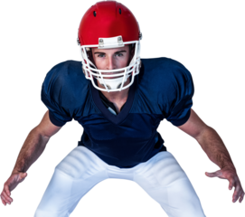 Portrait of rugby player in position