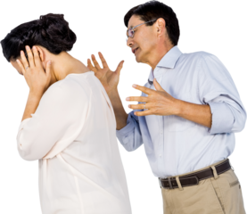 Older asian couple having an argument