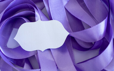 Cystic Fibrosis Awareness photo, Purple ribbon with Blank White Paper tag