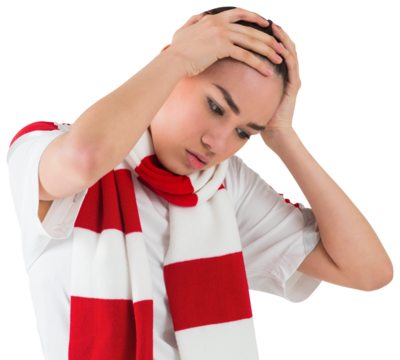 Disappointed football fan looking down