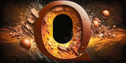 Yummy Chocolate Candy Alphabet. Render of Letter O Isolated on dark background - Generative AI