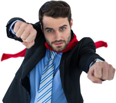 Portrait of businessman pretending to be super hero