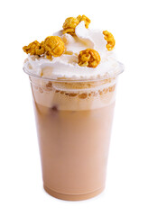 Popcorn milkshake isolated on white background
