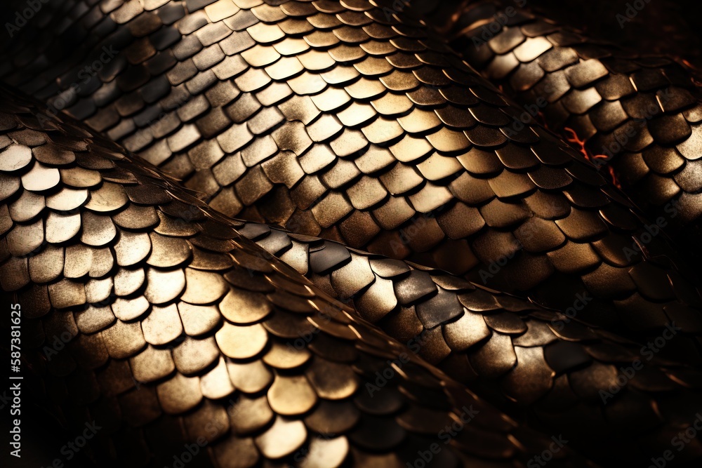 Poster a close up of a snake skin pattern on a cell phone case with a light shining on the back of the snak